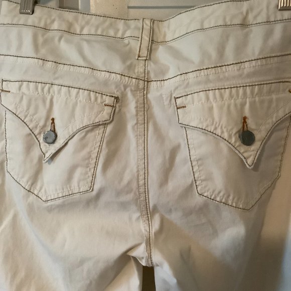 Cream Flare Pants Size 29 Pure Color Regular Length Contrast Stitching Cotton - Picture 5 of 7